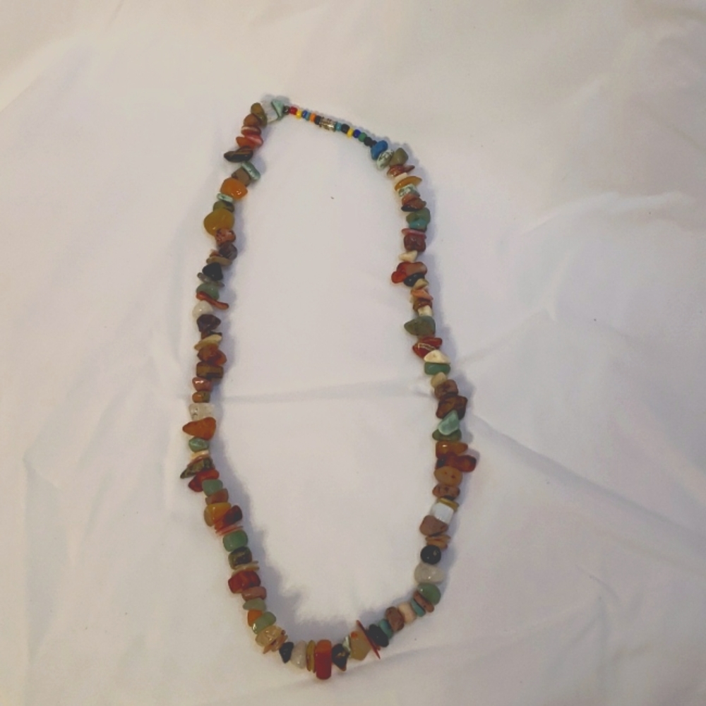 Natural Boho polished rock necklace
